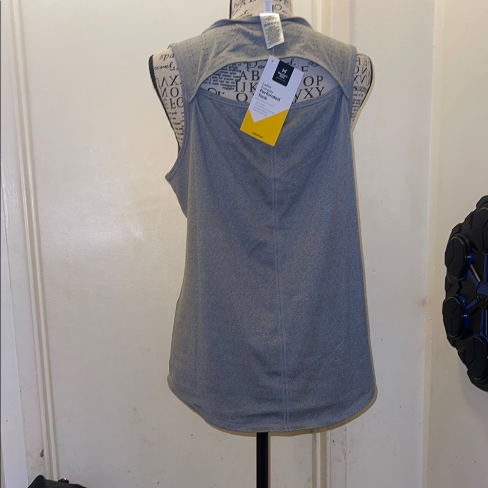 Light Gray Sleeveless Muscle Tee with Yellow Text - Picture 3 of 3